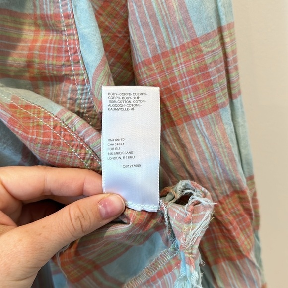 Urban Outfitters BDG Plaid Cotton Button Up Easter Boxy Cropped Shirt Blue Red - Picture 11 of 15